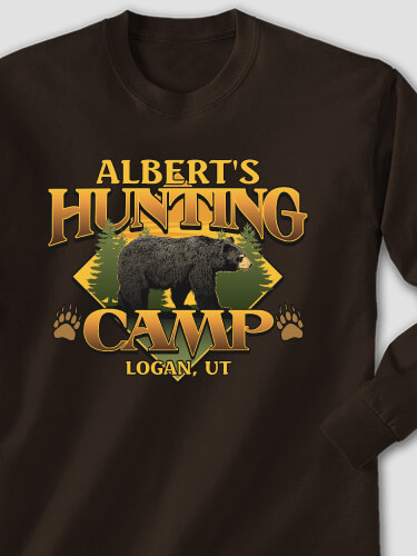 Bear Hunting Camp Dark Chocolate Adult Long Sleeve