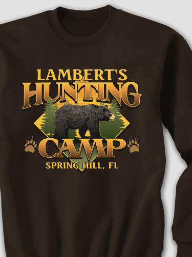 Bear Hunting Camp Dark Chocolate Adult Sweatshirt