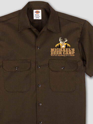 Deer Camp Dark Chocolate Embroidered Work Shirt