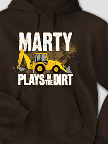 Dirt Shirt - Backhoe Dark Chocolate Adult Hooded Sweatshirt