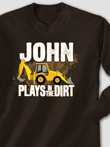 Dirt Shirt - Backhoe Dark Chocolate Adult Long Sleeve