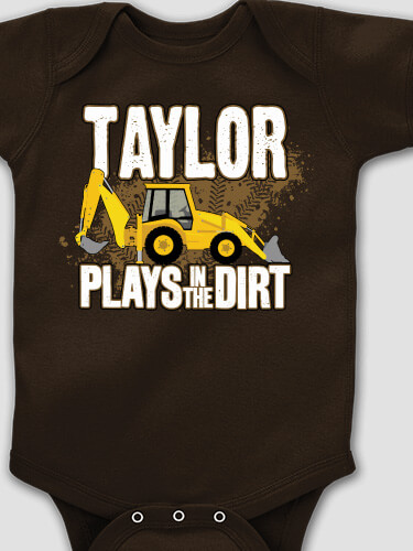 Dirt Shirt - Backhoe Dark Chocolate Baby Bodysuit