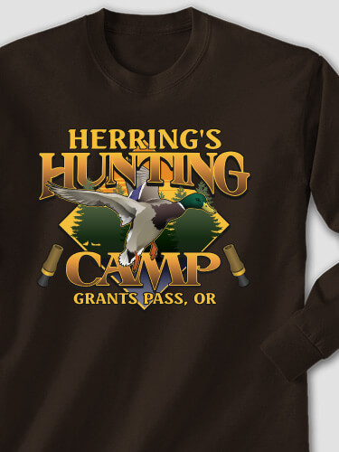 Duck Hunting Camp Dark Chocolate Adult Long Sleeve