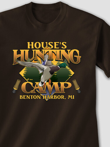 Duck Hunting Camp Dark Chocolate Adult T-Shirt