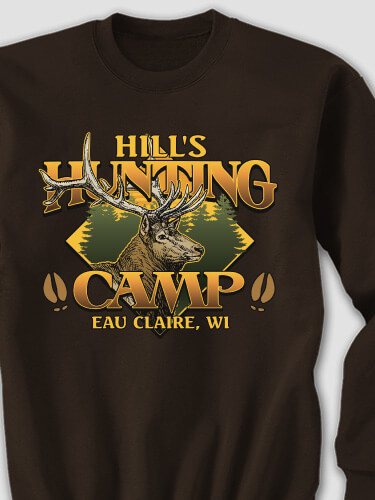 Elk Hunting Camp Dark Chocolate Adult Sweatshirt