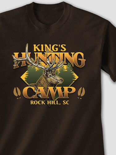 Elk Hunting Camp Dark Chocolate Adult T-Shirt