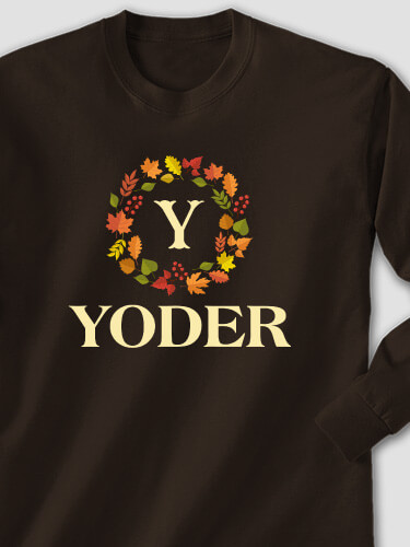 Fall Monogram Dark Chocolate Adult Long Sleeve