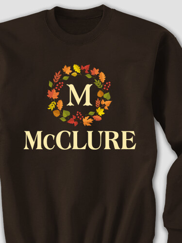 Fall Monogram Dark Chocolate Adult Sweatshirt