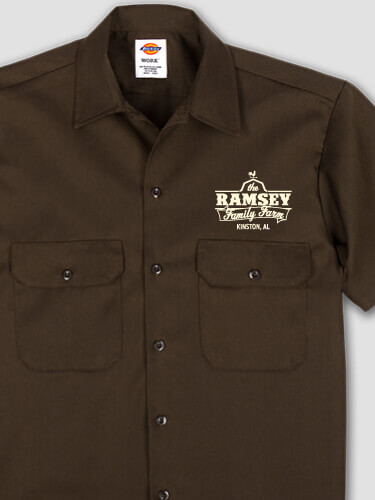 Family Farm Dark Chocolate Embroidered Work Shirt