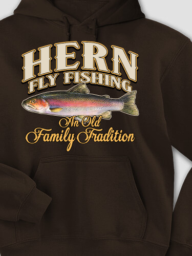 Fly Fishing Family Tradition Dark Chocolate Adult Hooded Sweatshirt