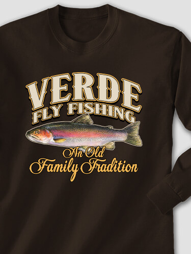 Fly Fishing Family Tradition Dark Chocolate Adult Long Sleeve