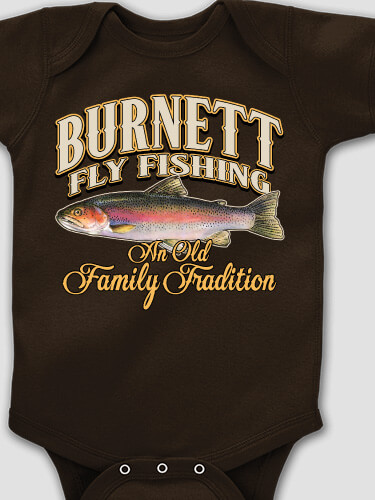 Fly Fishing Family Tradition Dark Chocolate Baby Bodysuit
