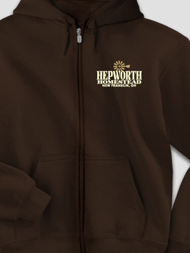 Homestead Dark Chocolate Embroidered Zippered Hooded Sweatshirt