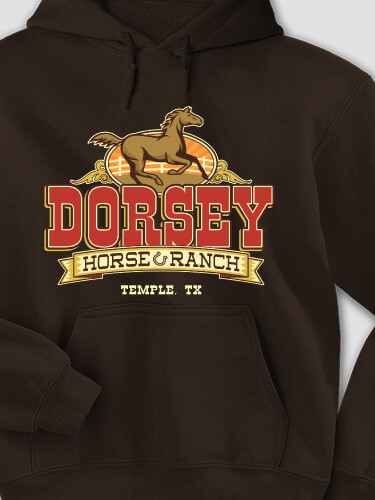 Horse Ranch Dark Chocolate Adult Hooded Sweatshirt