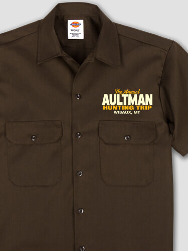 Hunting Trip Dark Chocolate Embroidered Work Shirt