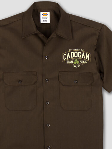 Irish Public House Dark Chocolate Embroidered Work Shirt