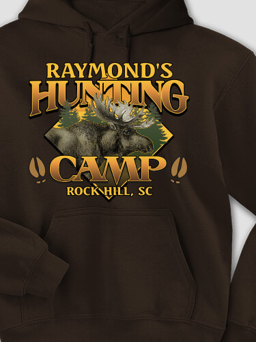 Moose Hunting Camp Dark Chocolate Adult Hooded Sweatshirt