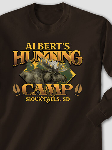 Moose Hunting Camp Dark Chocolate Adult Long Sleeve