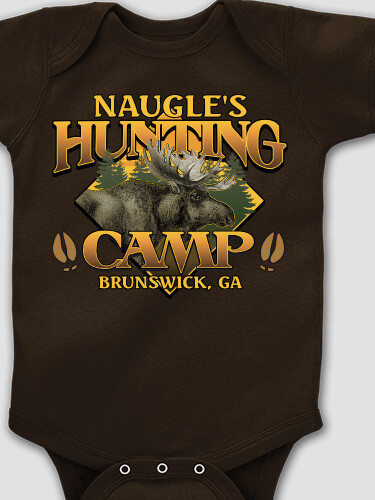 Moose Hunting Camp Dark Chocolate Baby Bodysuit