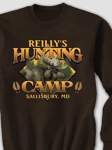 Moose Hunting Camp Dark Chocolate Adult Sweatshirt