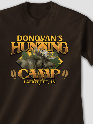Moose Hunting Camp Dark Chocolate Adult T-Shirt
