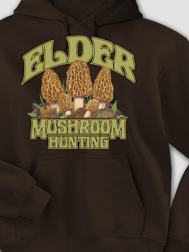 Mushroom Hunting Dark Chocolate Adult Hooded Sweatshirt