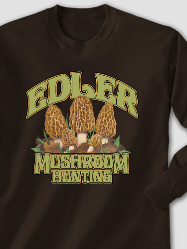 Mushroom Hunting Dark Chocolate Adult Long Sleeve