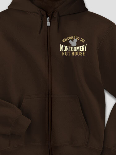 Nut House Dark Chocolate Embroidered Zippered Hooded Sweatshirt