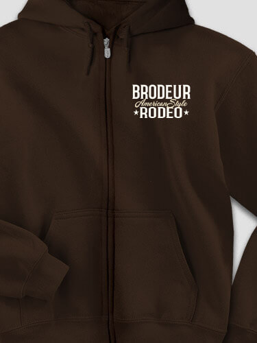 Rodeo Dark Chocolate Embroidered Zippered Hooded Sweatshirt