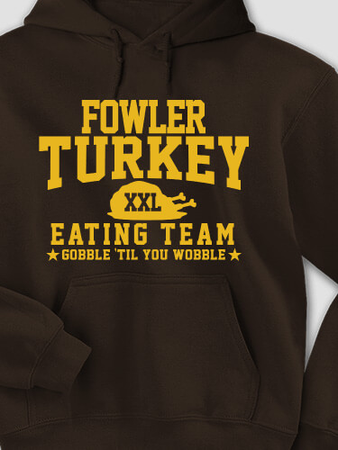 Turkey Eating Team Dark Chocolate Adult Hooded Sweatshirt