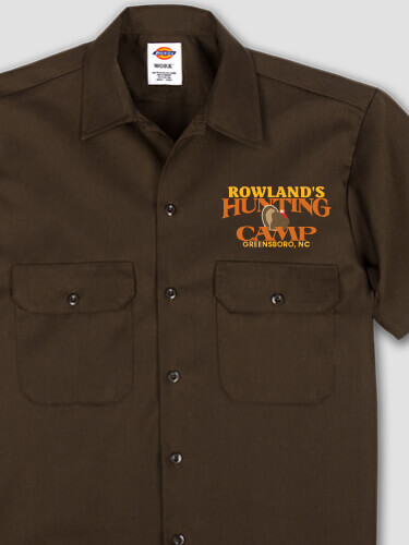 Turkey Hunting Camp Dark Chocolate Embroidered Work Shirt