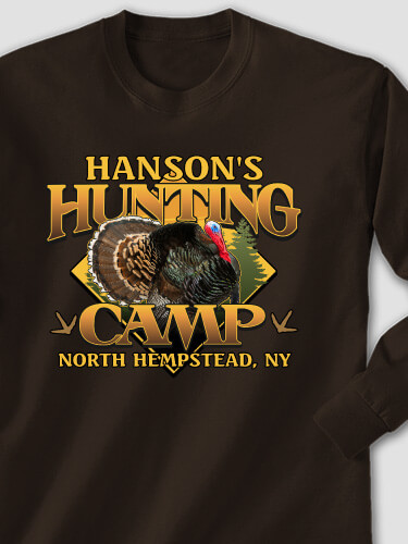 Turkey Hunting Camp Dark Chocolate Adult Long Sleeve