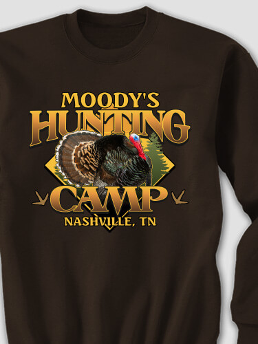 Turkey Hunting Camp Dark Chocolate Adult Sweatshirt