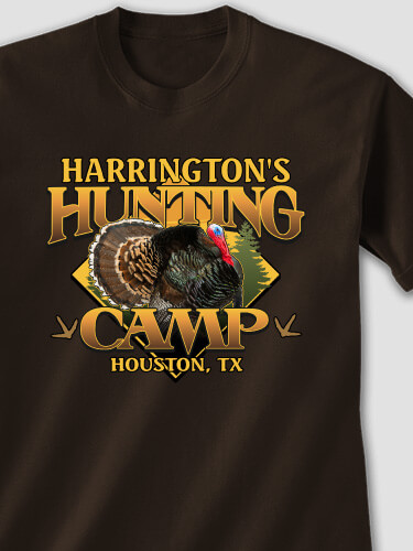 Turkey Hunting Camp Dark Chocolate Adult T-Shirt