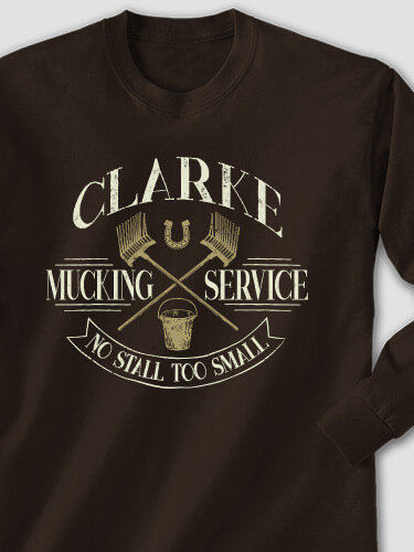 Vintage Mucking Service Dark Chocolate Adult Long Sleeve