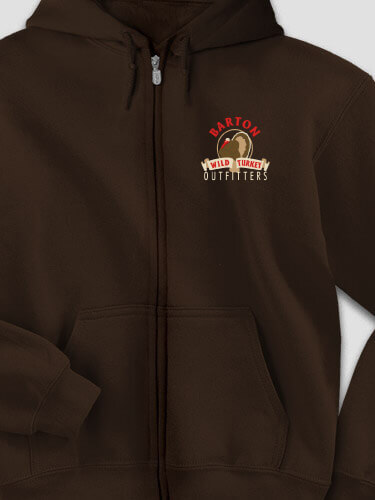 Wild Turkey Outfitters Dark Chocolate Embroidered Zippered Hooded Sweatshirt