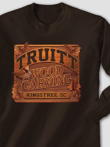 Wood Carving Dark Chocolate Adult Long Sleeve