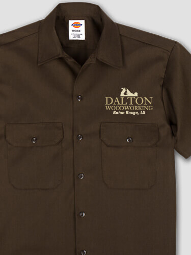 Woodworking Dark Chocolate Embroidered Work Shirt