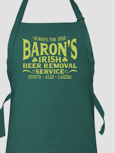 Irish Beer Removal Service Dark Green Apron