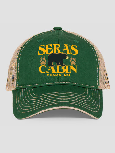 Bear Cabin Dark Green/Khaki Embroidered Trucker Hat