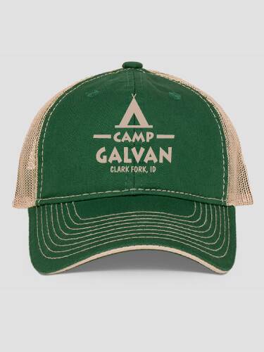 Camp Dark Green/Khaki Embroidered Trucker Hat