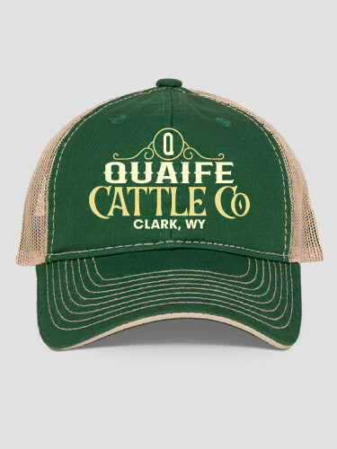 Cattle Company Dark Green/Khaki Embroidered Trucker Hat