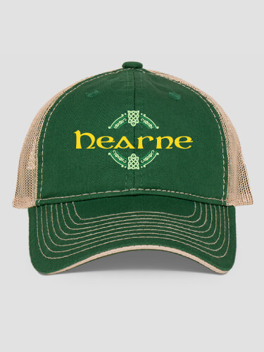 Celtic Cross Dark Green/Khaki Embroidered Trucker Hat