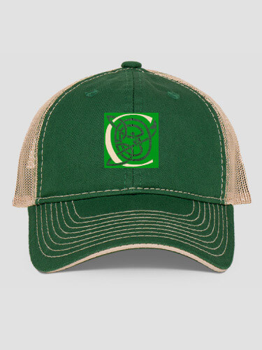 Celtic Monogram Dark Green/Khaki Embroidered Trucker Hat
