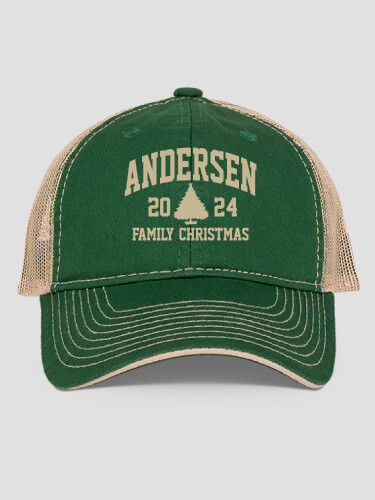 Christmas Varsity Dark Green/Khaki Embroidered Trucker Hat