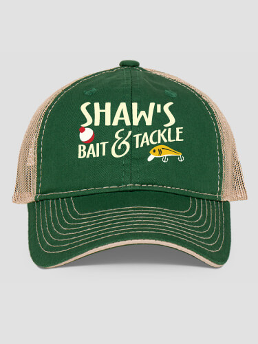 Classic Bait and Tackle Dark Green/Khaki Embroidered Trucker Hat