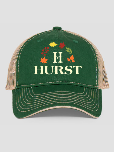 Fall Monogram Dark Green/Khaki Embroidered Trucker Hat