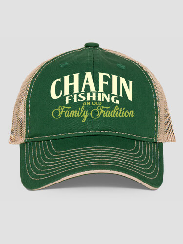 Fishing Family Tradition Dark Green/Khaki Embroidered Trucker Hat