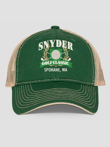 Golf Classic Dark Green/Khaki Embroidered Trucker Hat