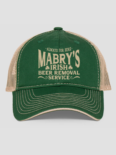 Irish Beer Removal Service Dark Green/Khaki Embroidered Trucker Hat